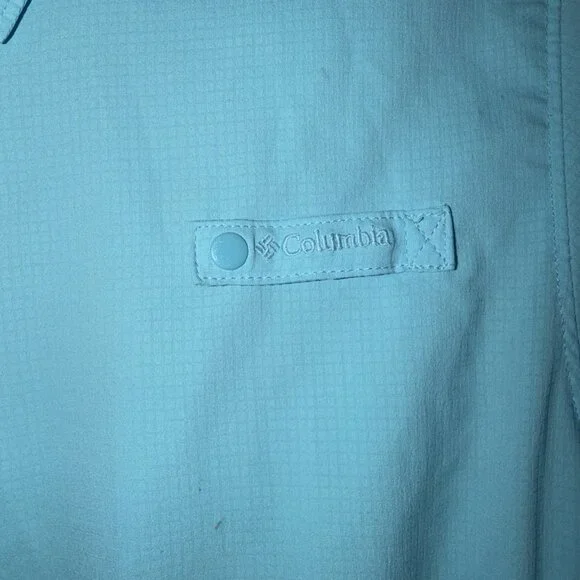 Columbia Shirt Women Small Blue Button Up Fish Angler Vented Long Sleeve PFG - Picture 2 of 12